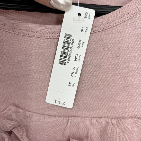 J Crew XS Pink Ruffled‎ Vintage Cotton Long Sleeve T-Shirt Tee NWT $39 - Picture 6 of 8